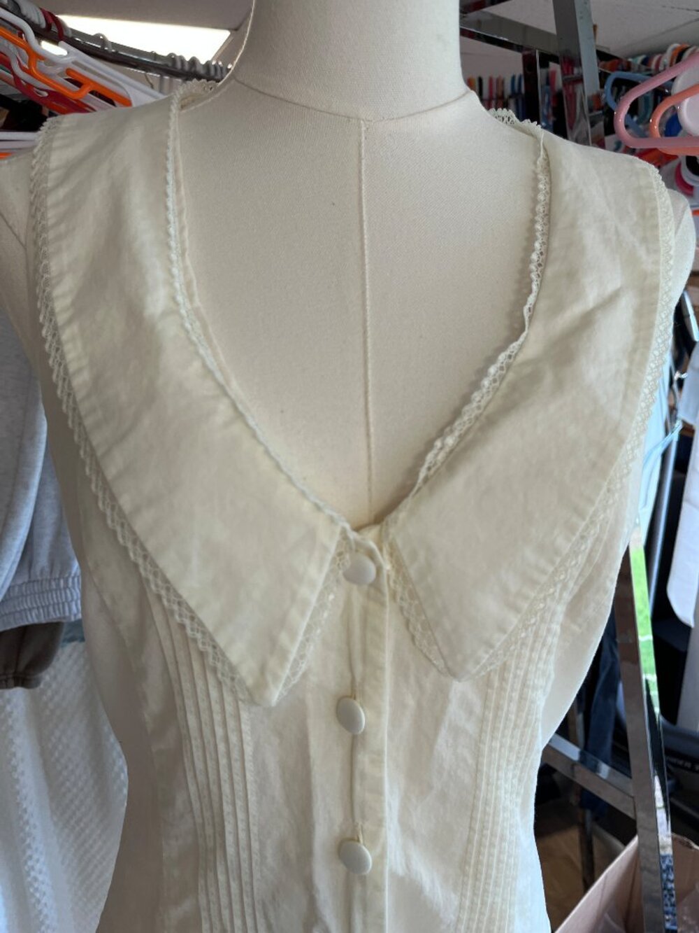 WAYF Poppy Cotton Mini Dress Peter Pan Collar White Size S - Picture 7 of 13